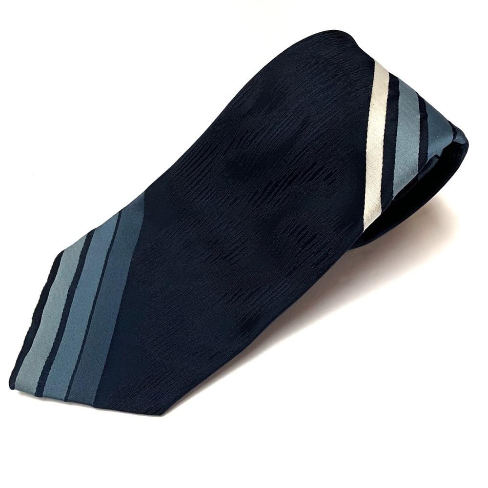 Don Loper 100% Polyester Blue & White Multicolored Striped & Paisley Neck Tie